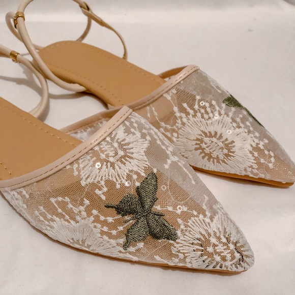 White Embroidered Flat - Picture 6 of 16